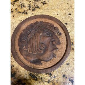 Honduras hand carved Mayan chief face Wall hanging wood art‎ VINTAGE.